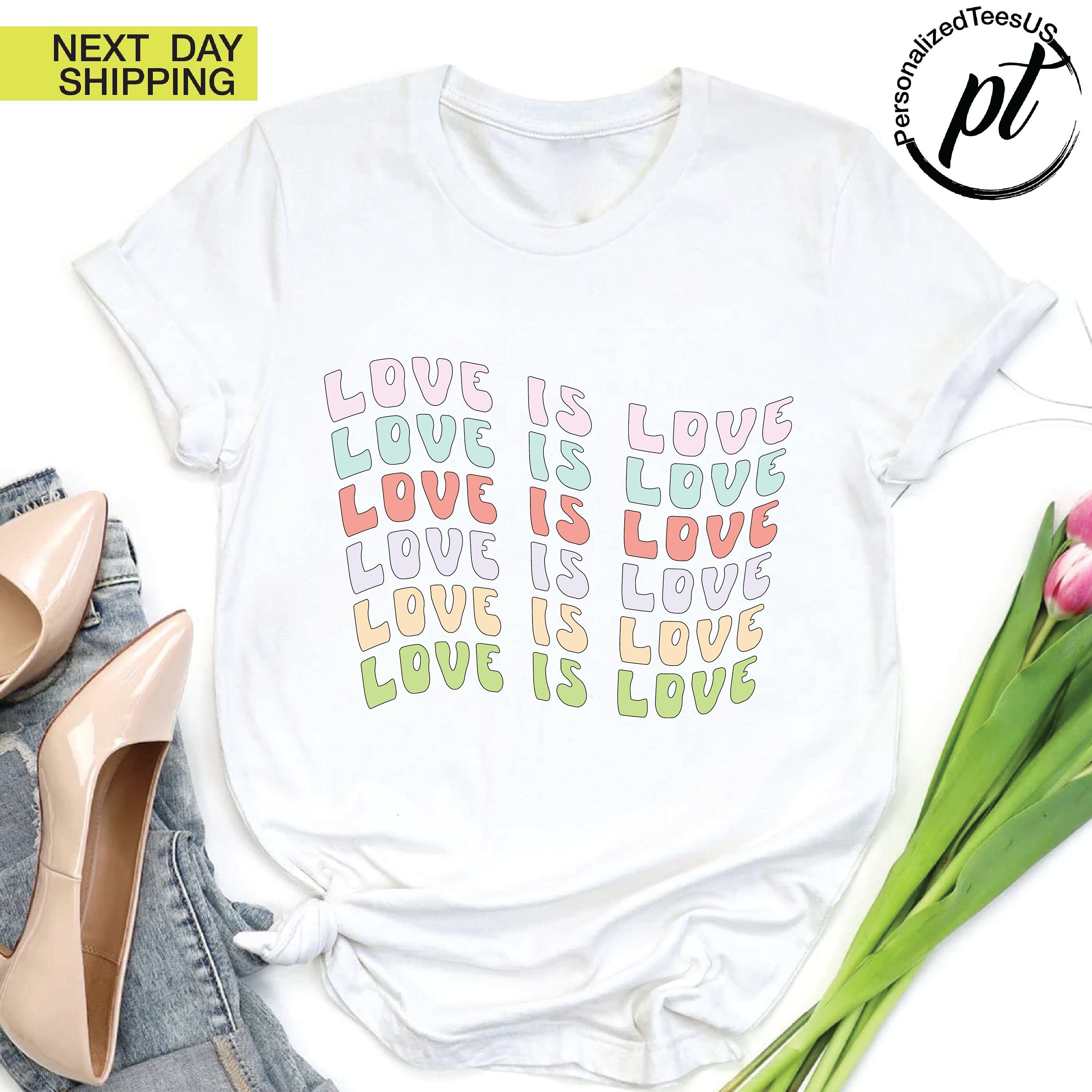 Love is Love Pride Month Shirt, Lesbian Love Shirt Gift, Retro Love Shirt, Love Wins Tee, LGBTQ+ Support T-shirt,Equality Human Rights Shirt