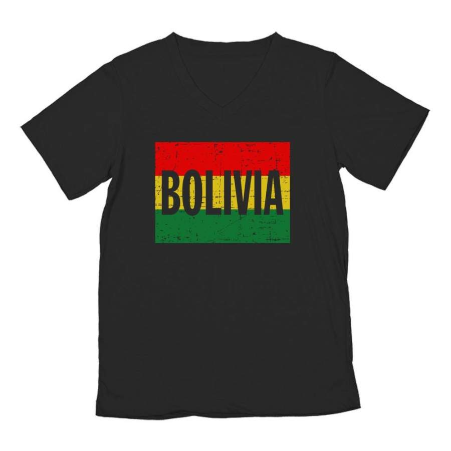 Bolivia Vintage Flag V-Neck T-Shirt