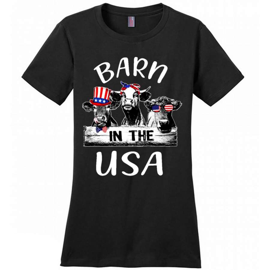 Barn In The USA Heifer Cow Farm Funny – District Made Women Shirt