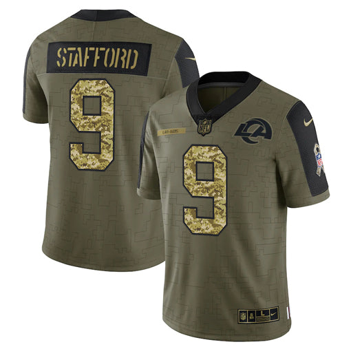 Men’S Los Angeles Rams Matthew Stafford Camo 2021 Salute To Service Limited Player Jersey