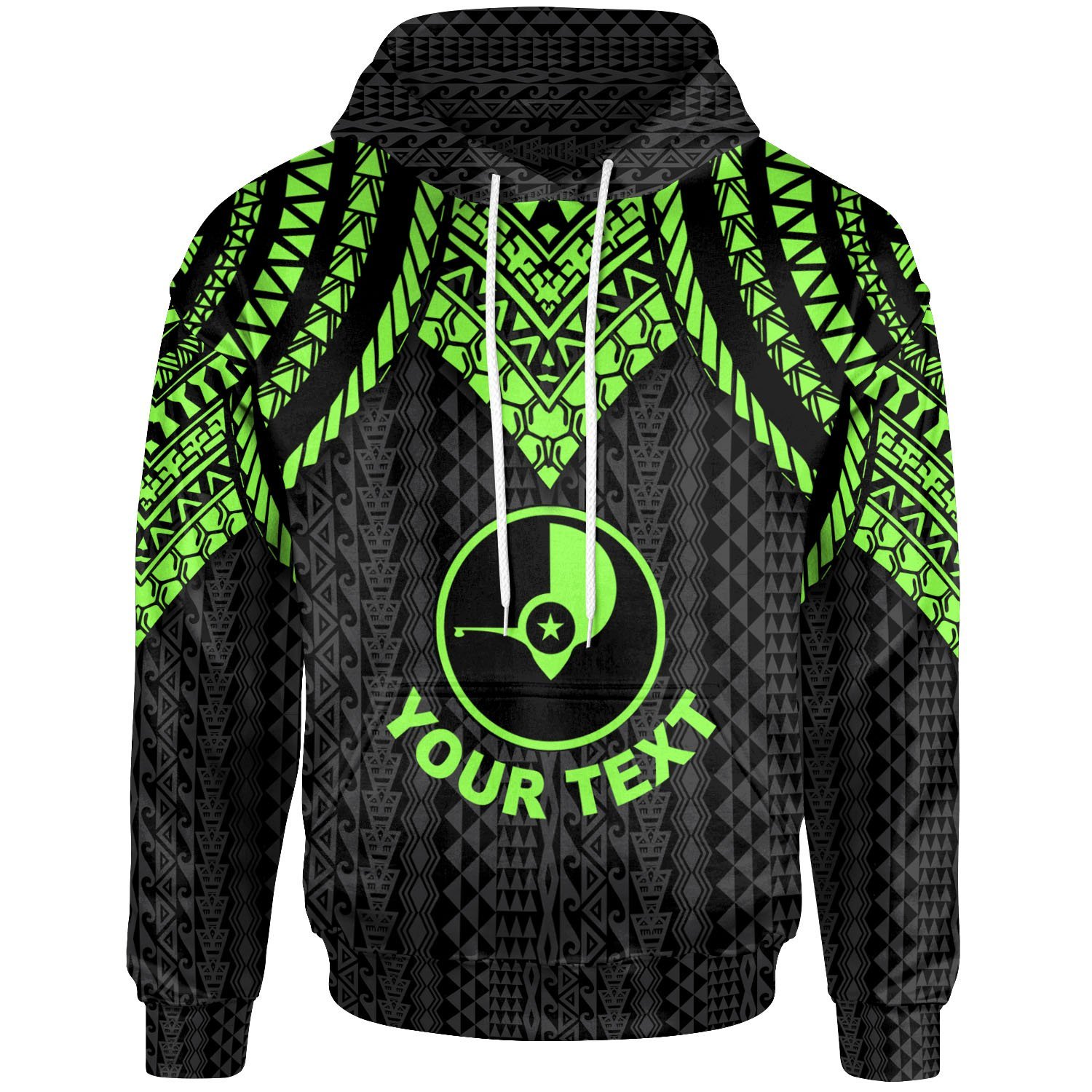 Yap Custom Personalised Hoodie – Polynesian Armor Style Green – BN39