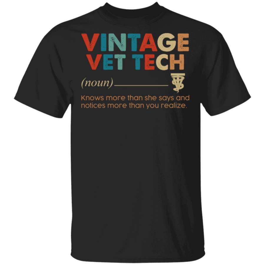 Definition Vintage Vet Tech Funny Veterinary Technician T Shirt