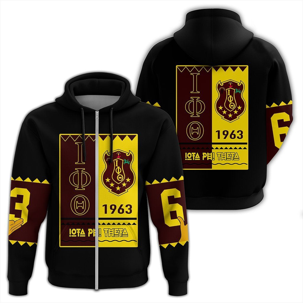 Greek Life Hoodie – Iota Phi Theta Black Style Zip Hoodie