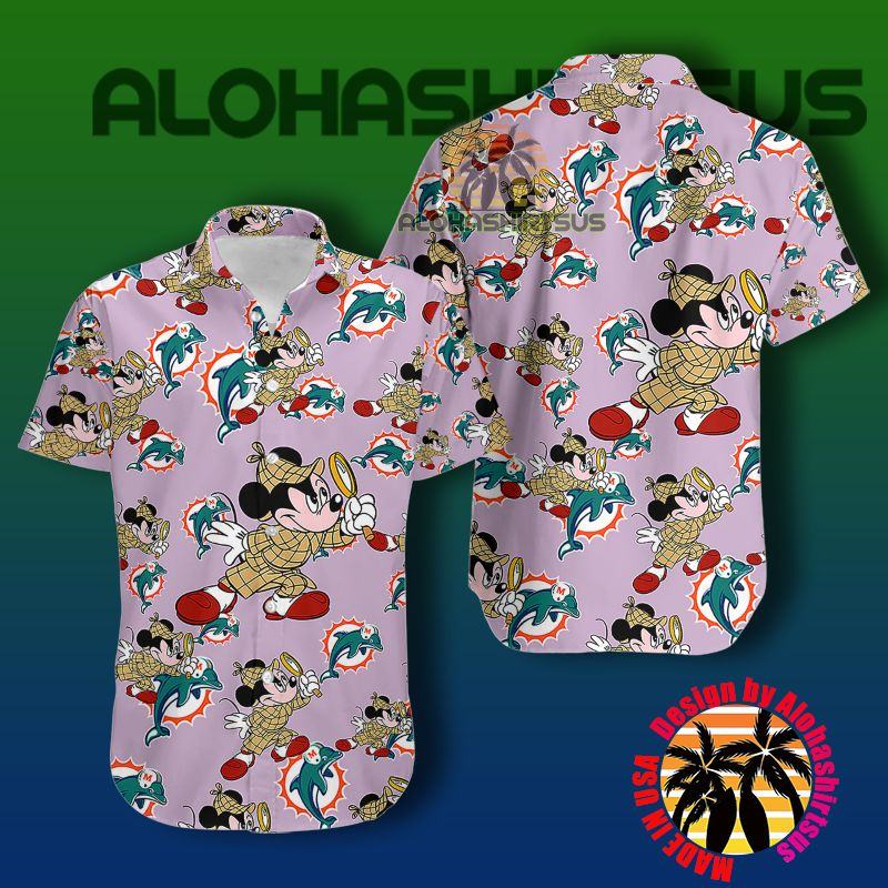 Fetching Mickey Mouse Miami Dolphins Nfl Purple Chargers Hawaiian Shirt