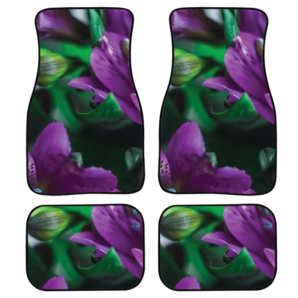 Purple Alstroemeria Print Front And Back Car Floor Mats, Front Car Mat