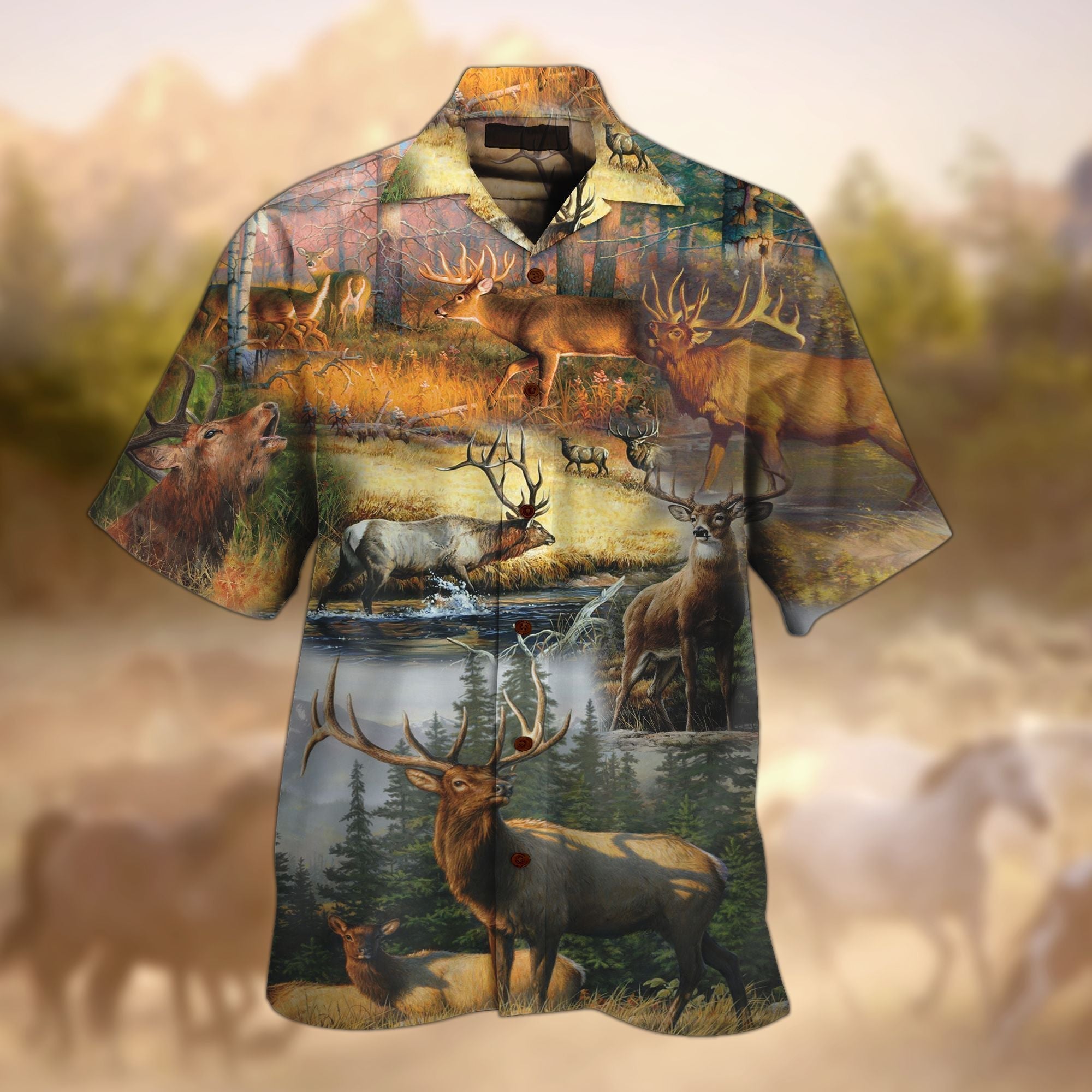 Deer Hunting Hawaii Unisex Print Aloha Short Sleeve Casual Shirt Ha70551