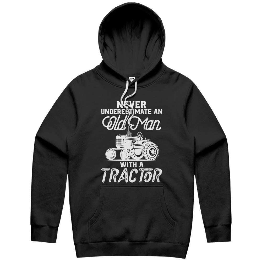 Mens Never Underestimate An Old Man With A Tractor – Funny Farmer Hoodie