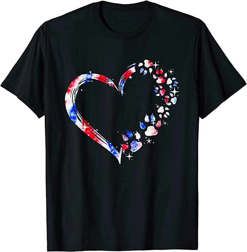 Dog Mom Dad Puppy Love Dogs Paw Heart Tie Dye 4th Of July T-Shirt