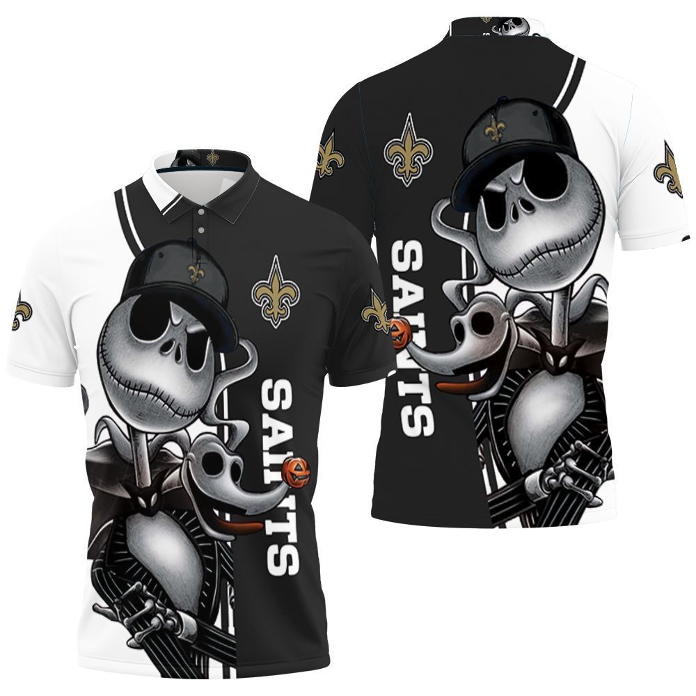 New Orleans Saints Jack Skellington And Zero Polo Shirt