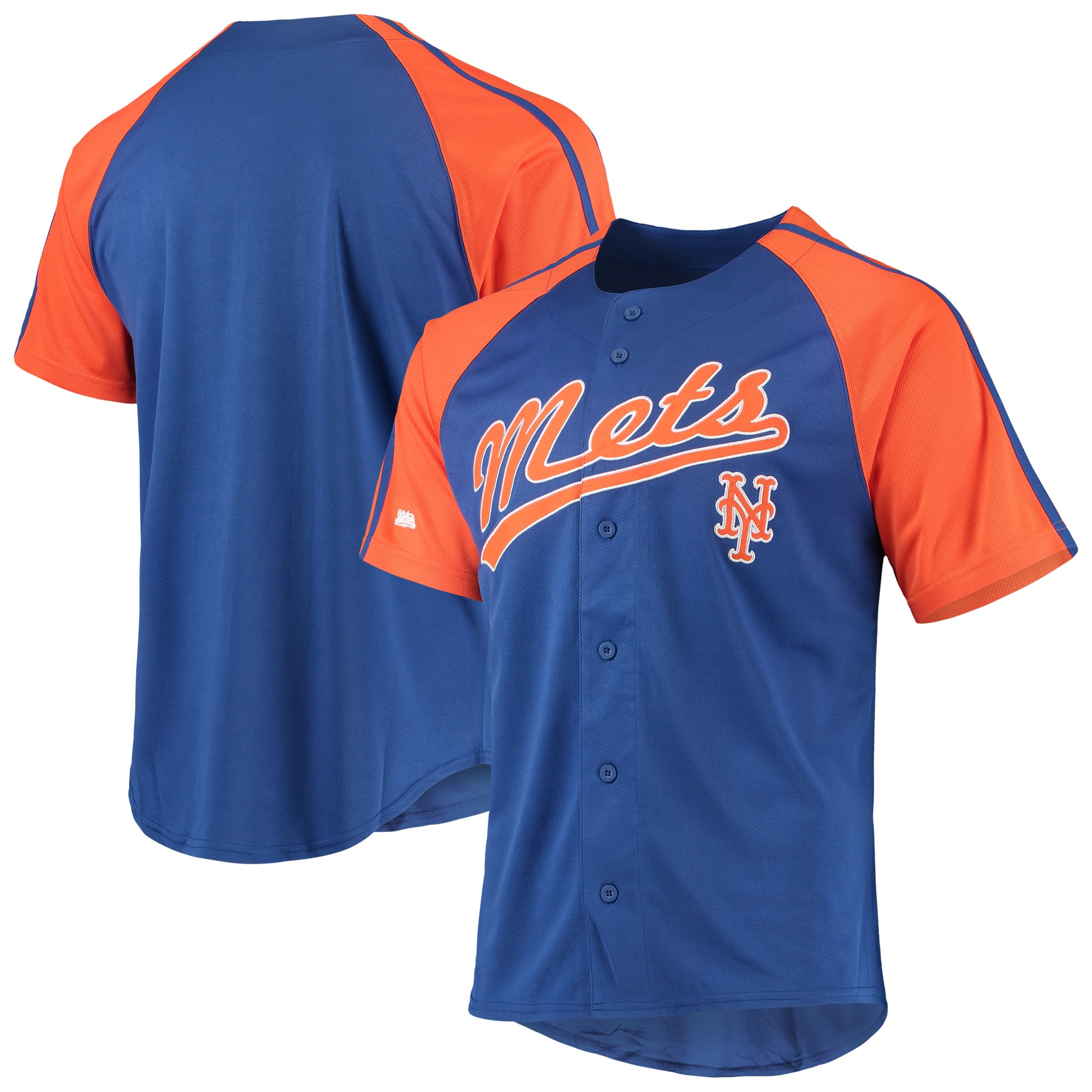 New York Mets Stitches Button-Down Raglan Replica Jersey – Royal