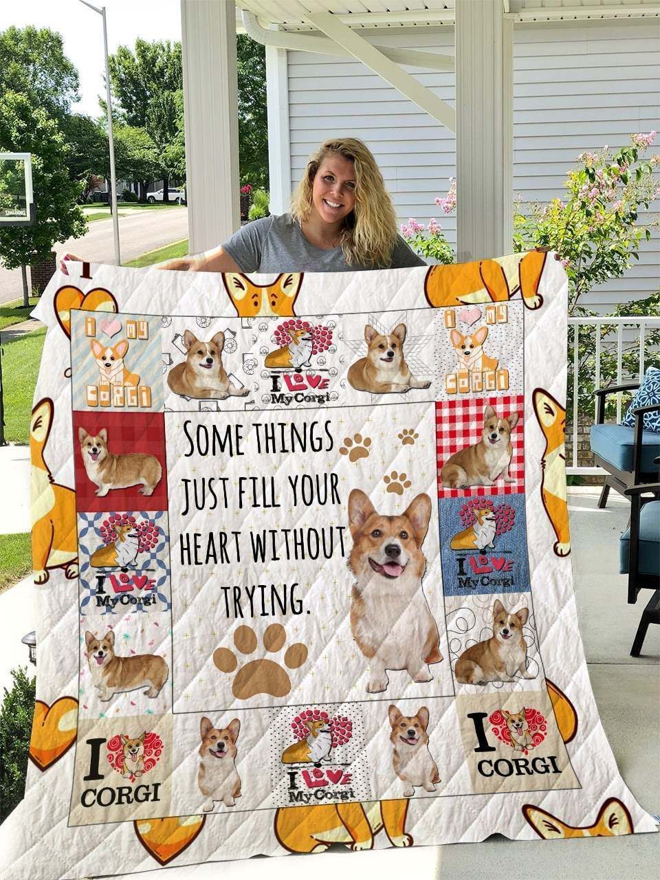 Corgi Fill Your Heart Awesome MYT170 3D Customized Quilt