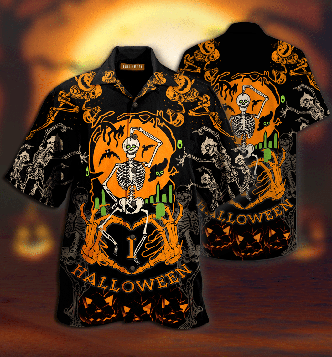 Find Hawaii Aloha Shirts Dancing Skeleton Halloween Ha64568