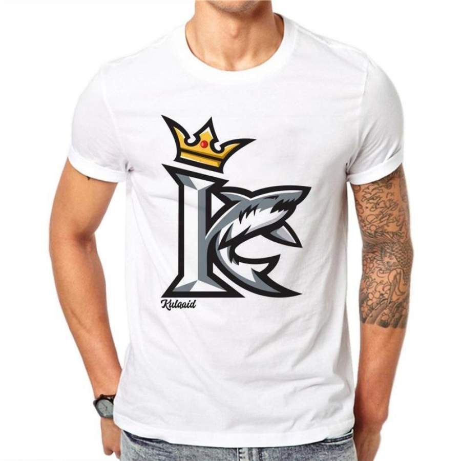 Cotton Shark King Letter K Print T Shirt Men Summer Fashion Short Sleeve Tees Casual Tops