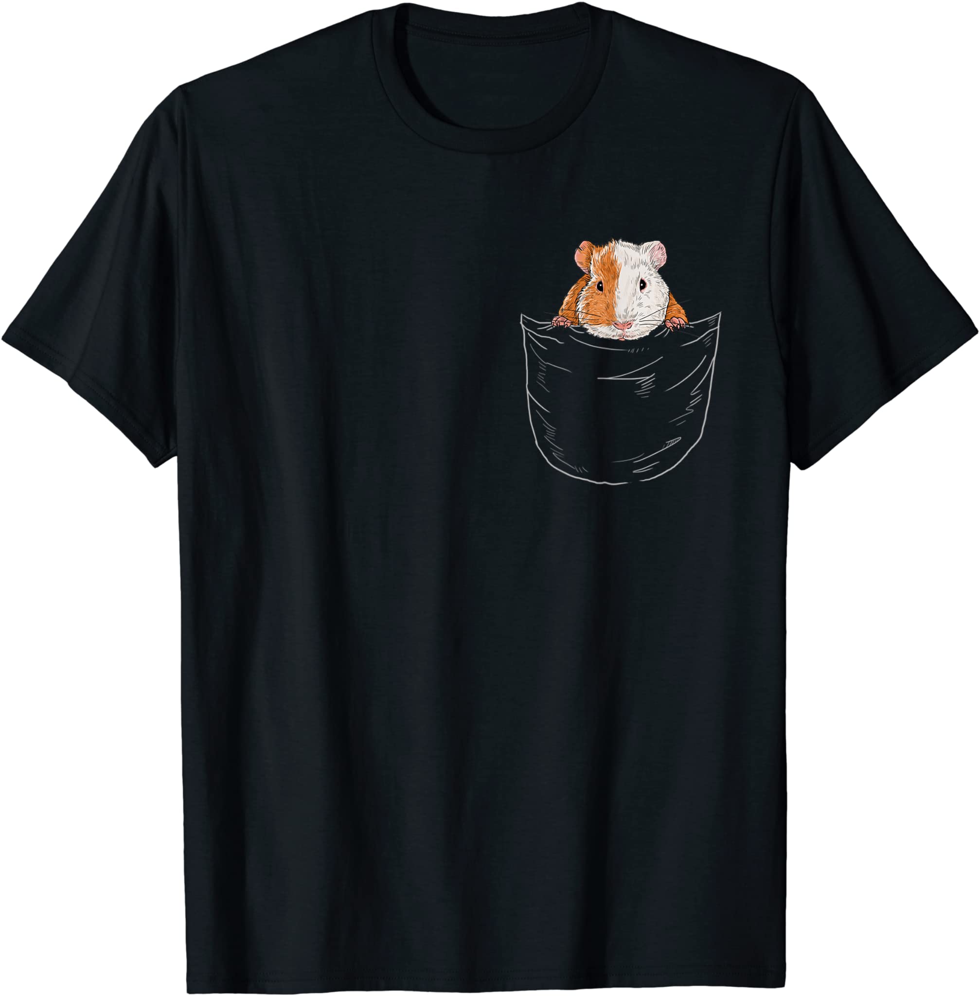 Funny Cavy Lover Guinea Pig Owner Rodent in Breast Pocket T-Shirt