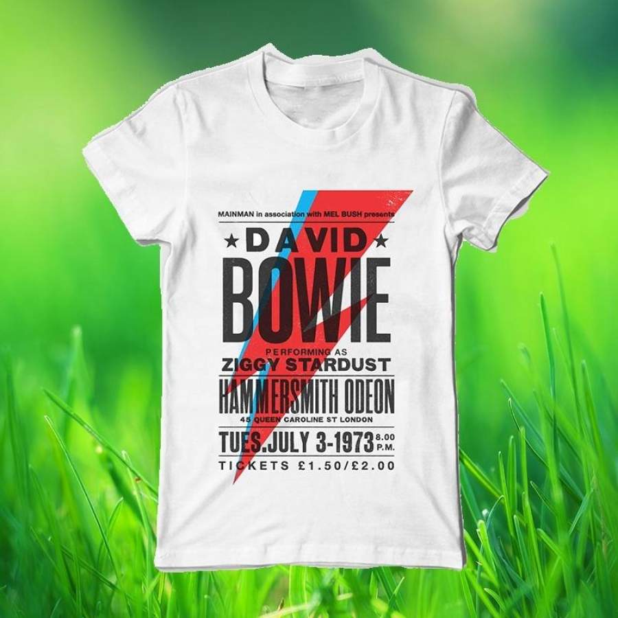 Bowie t shirt ziggy stardust poster glam rock pop dtg