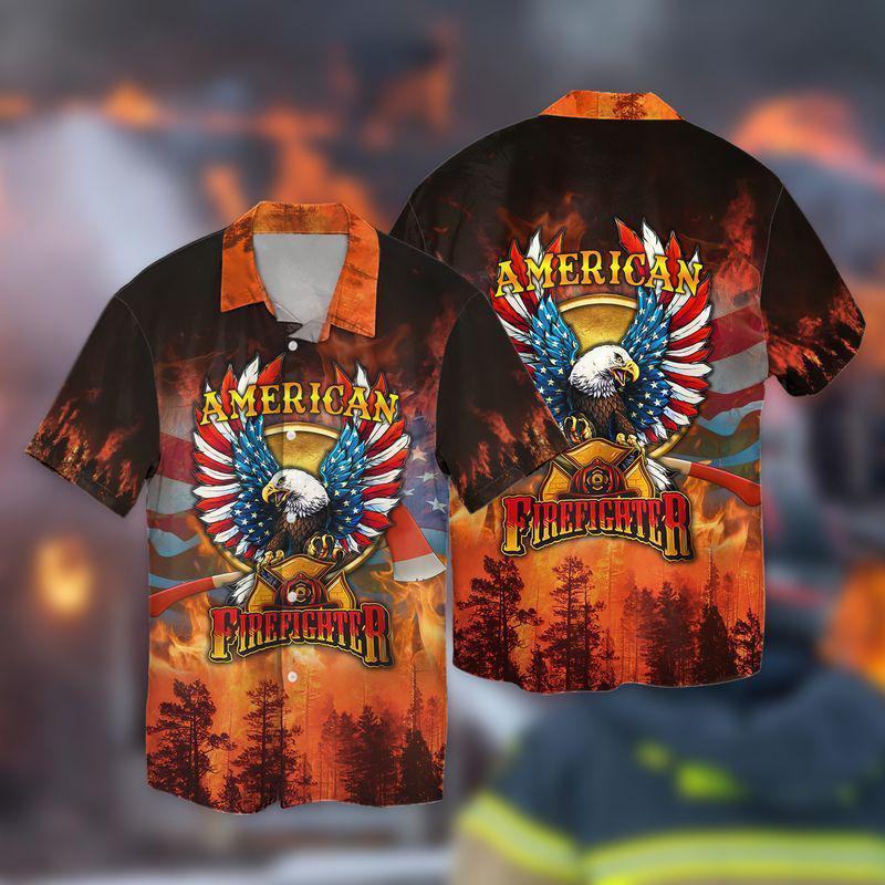 Of July Independence Day American Firefighter Eagle Hawaii Shirt For Men Women Ha47769