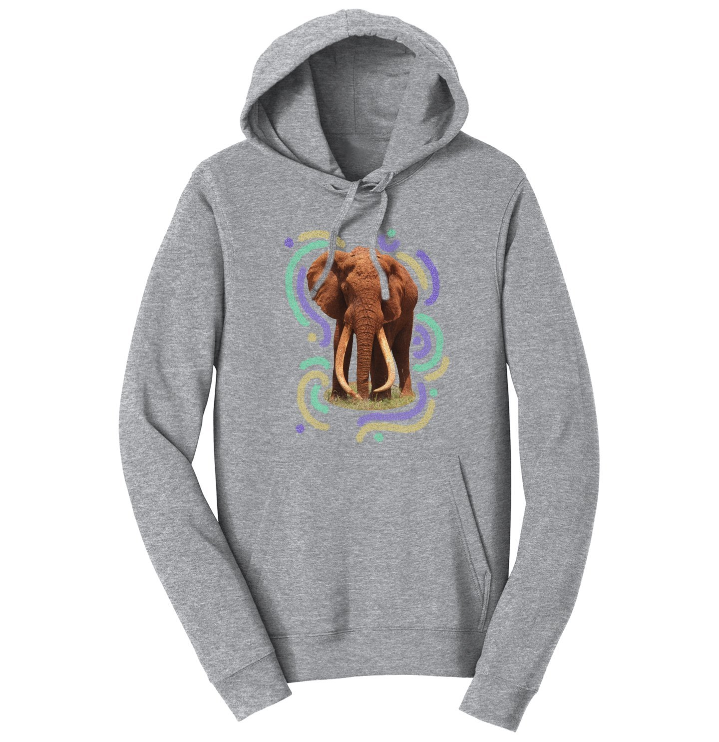 Wiggly Lines Elephant – Adult Unisex Hoodie Sweatshirt