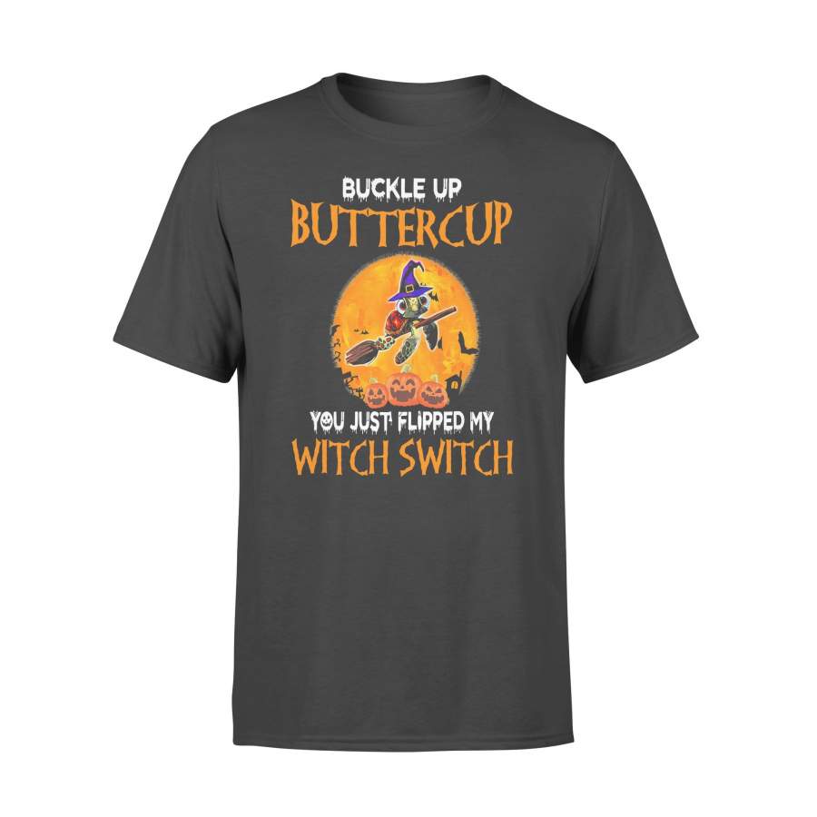 Turtle Buckle Up Buttercup You Just Flipped My Witch Switch Halloween Pumpkin T-shirt