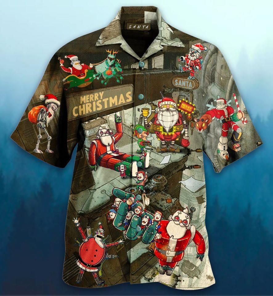 Santa Claus Robot Hawaii Aloha Shirts Ha90801