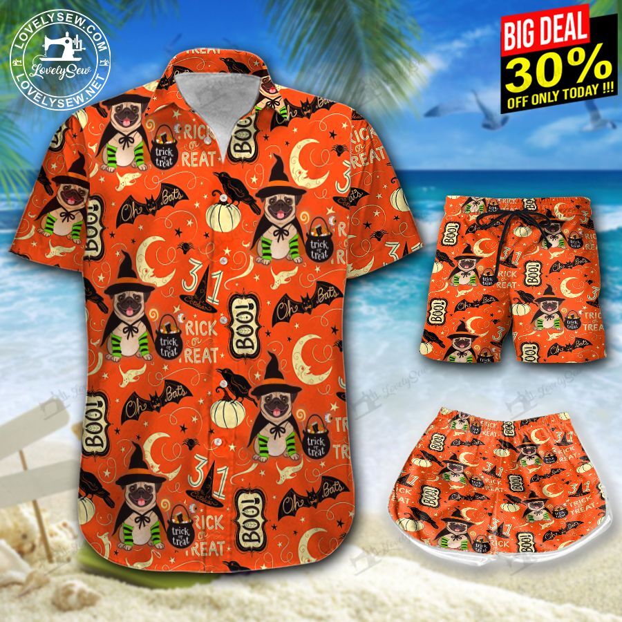 Pug Halloween Hawaiian Shirt Shorts Ha14158