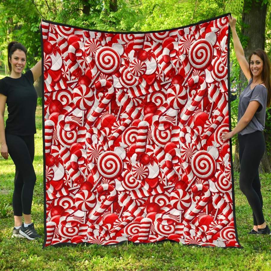 Candy Cane Print Pattern Quilt