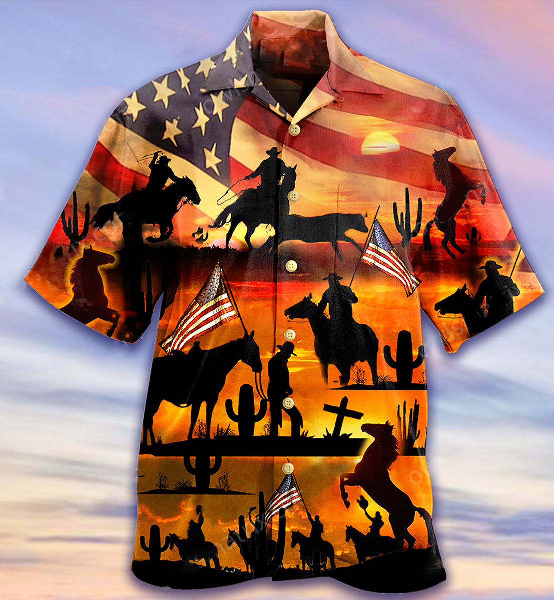 Cowboy American Flag Hawaiian Shirt | Unisex | Adult | Hw7307 – Fashion ...