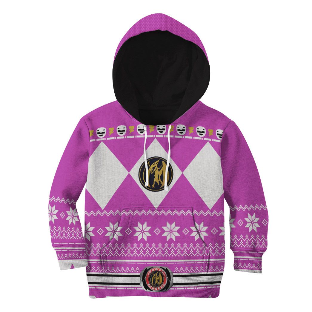 3D Mighty Morphin Power Ranger Pink Ugly Christmas Custom Kid Tshirt Hoodie Apparel