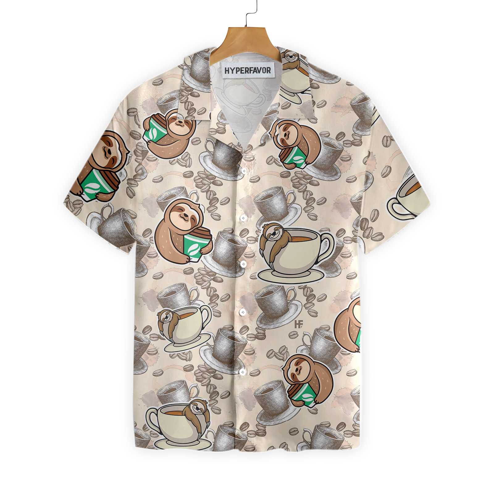 Coffee And Lazy Sloth Shirt For Men Hawaii Ha62919