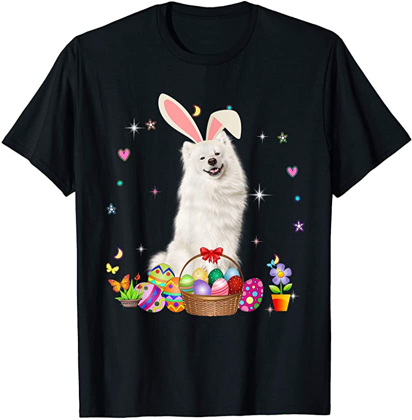 Cute Samoyed Easter Day Bunny Eggs Easter Costume Womens T-Shirt