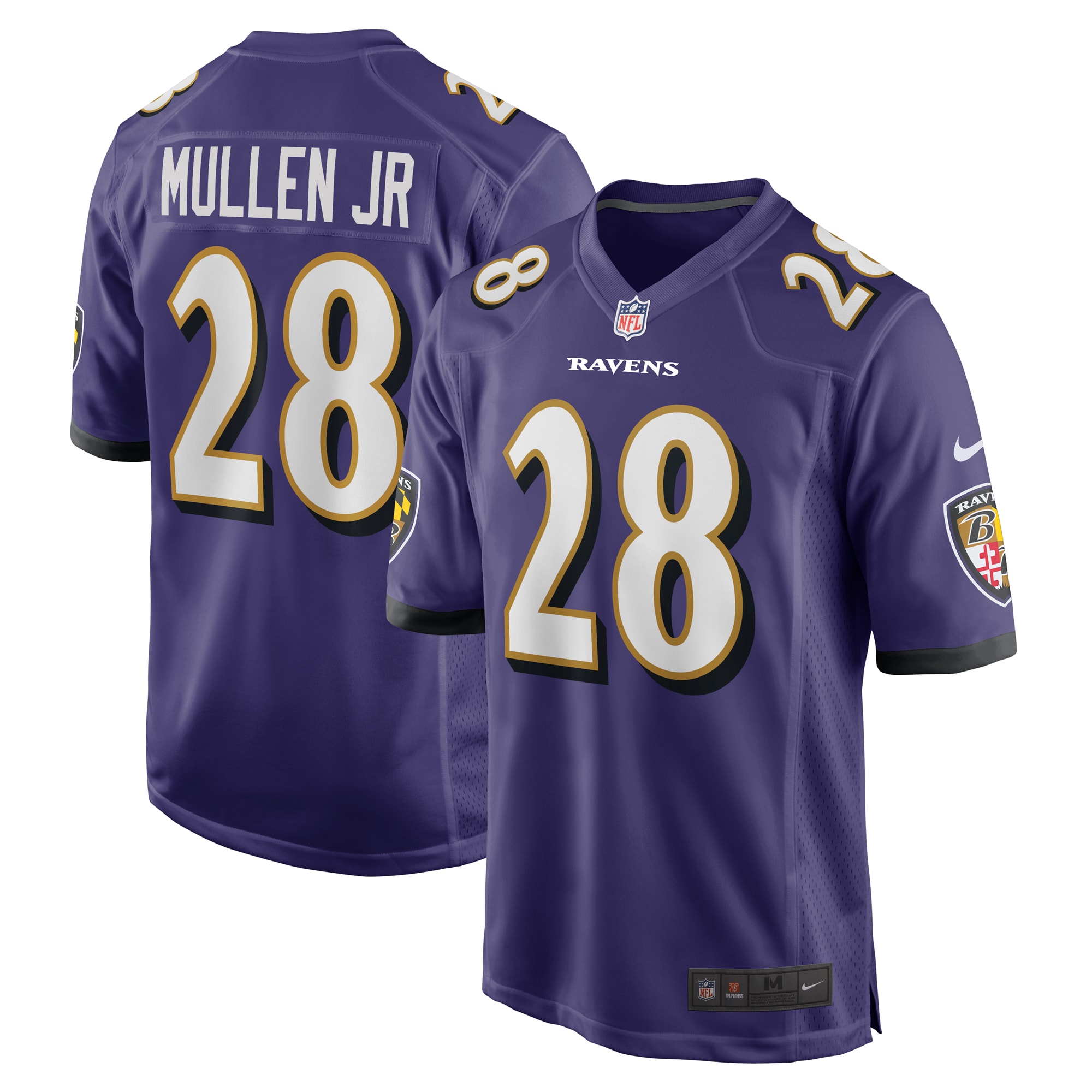 Men’s Baltimore Ravens Trayvon Mullen Jr.  Purple Team Game Jersey