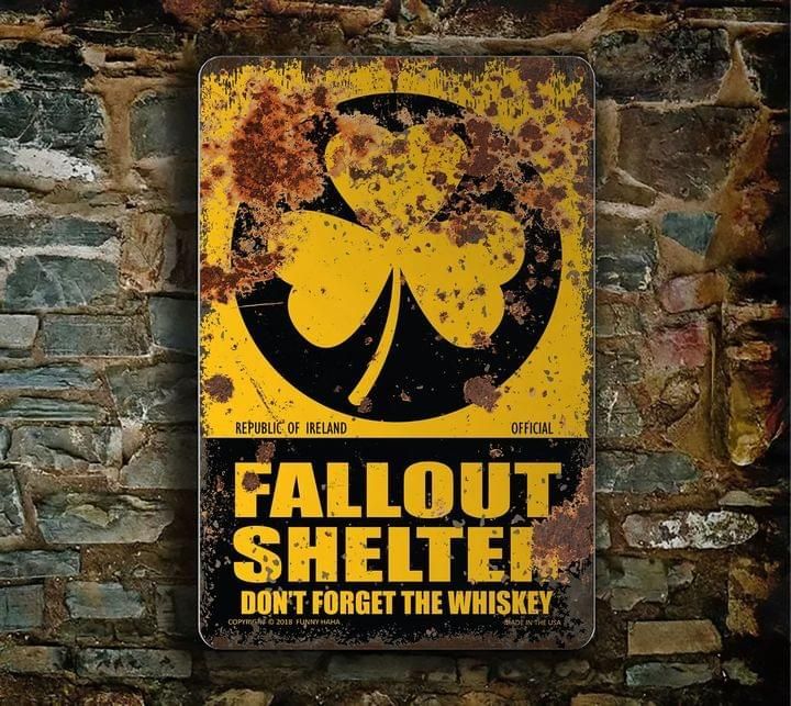 Republic of ireland fallout shelter don't forget the whiskey st patrick's day shamrock poster poster canvas