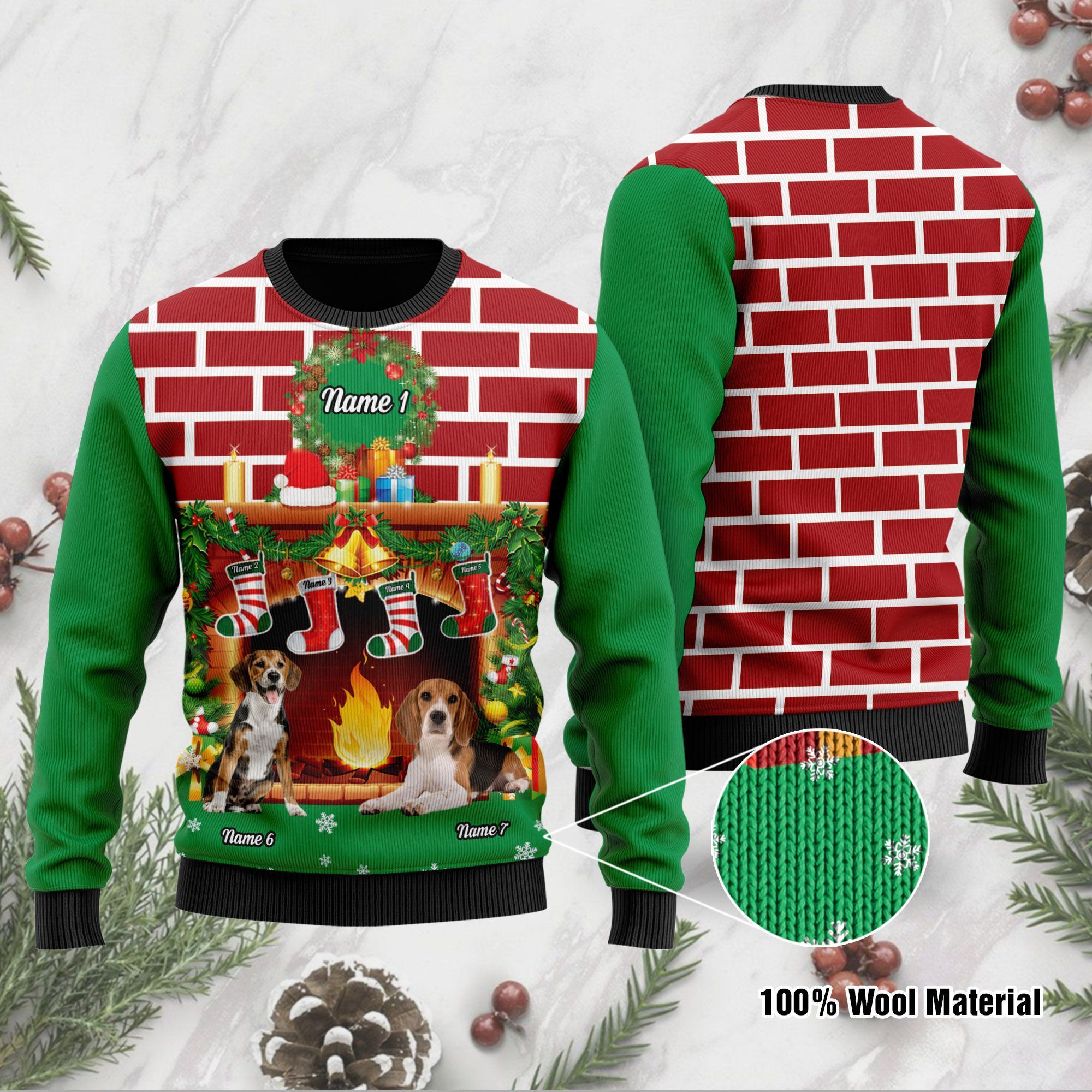 Beagles Custom Ugly Sweater For Someone Who Loves Pet And Family On Christmas Time – Customize Family Names And Dog Names