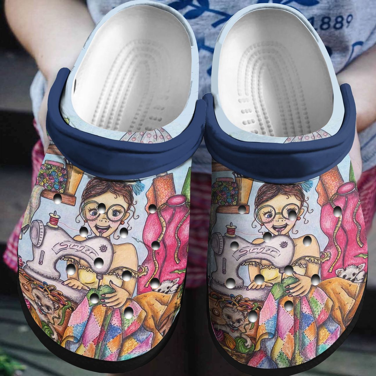 Sewing Personalized Clog, Custom Name, Text, Color, Number Fashion Style For Women, Men, Kid, Print 3D Sewing Is My Therapy