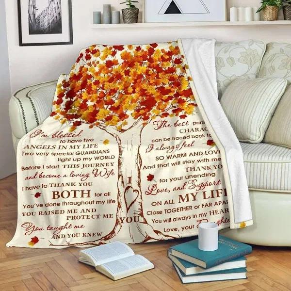 To My Dad I’M Blessed To Have Two Angels In My Life Fleece Blanket Gift For Dad From Daughter Home Decor Bedding Couch Sofa Soft And Comfy Cozy