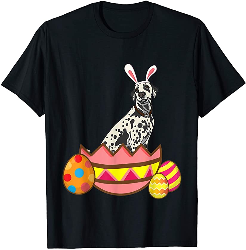 Dalmatian Easter Bunny Ear Easter Eggs Dalmatian Costume Dog T-Shirt