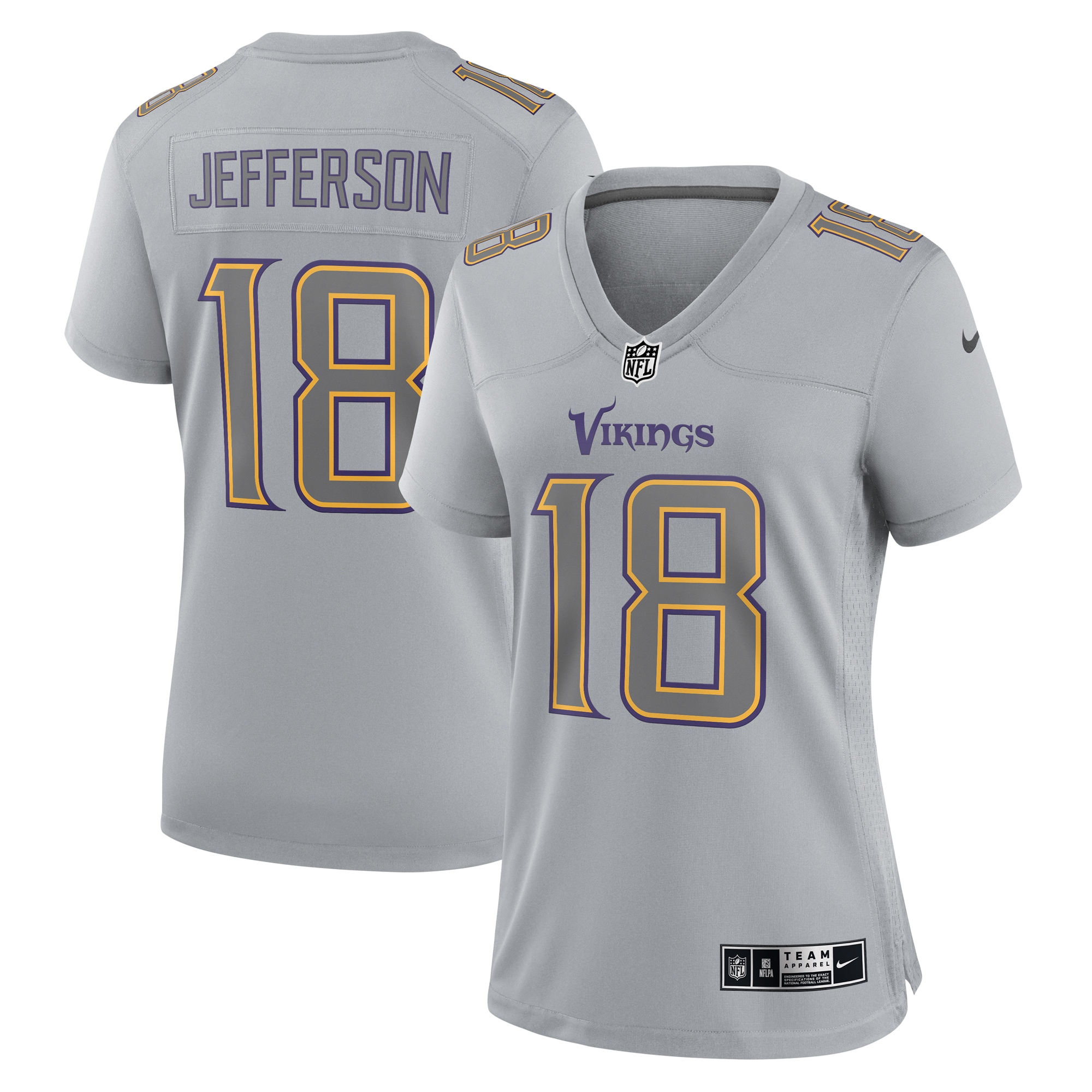 Justin Jefferson Minnesota Vikings Women's Atmosphere Fashion Game Jersey – Gray