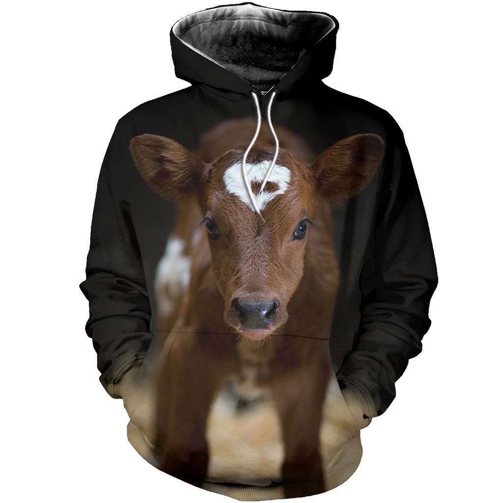Yellow Baby Cow Cute Design 3D Printed Sublimation Hoodie Hooded Sweatshirt Comfy Soft And Warm For Men Women S to 5XL CTC150101