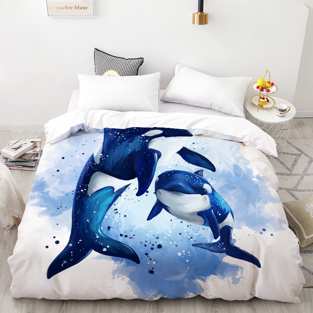 3D Hd Digital Print Custom Duvet Cover,//Blanket Case Queen/King 220×240,Bedding Ocean Dolphin/Whale,