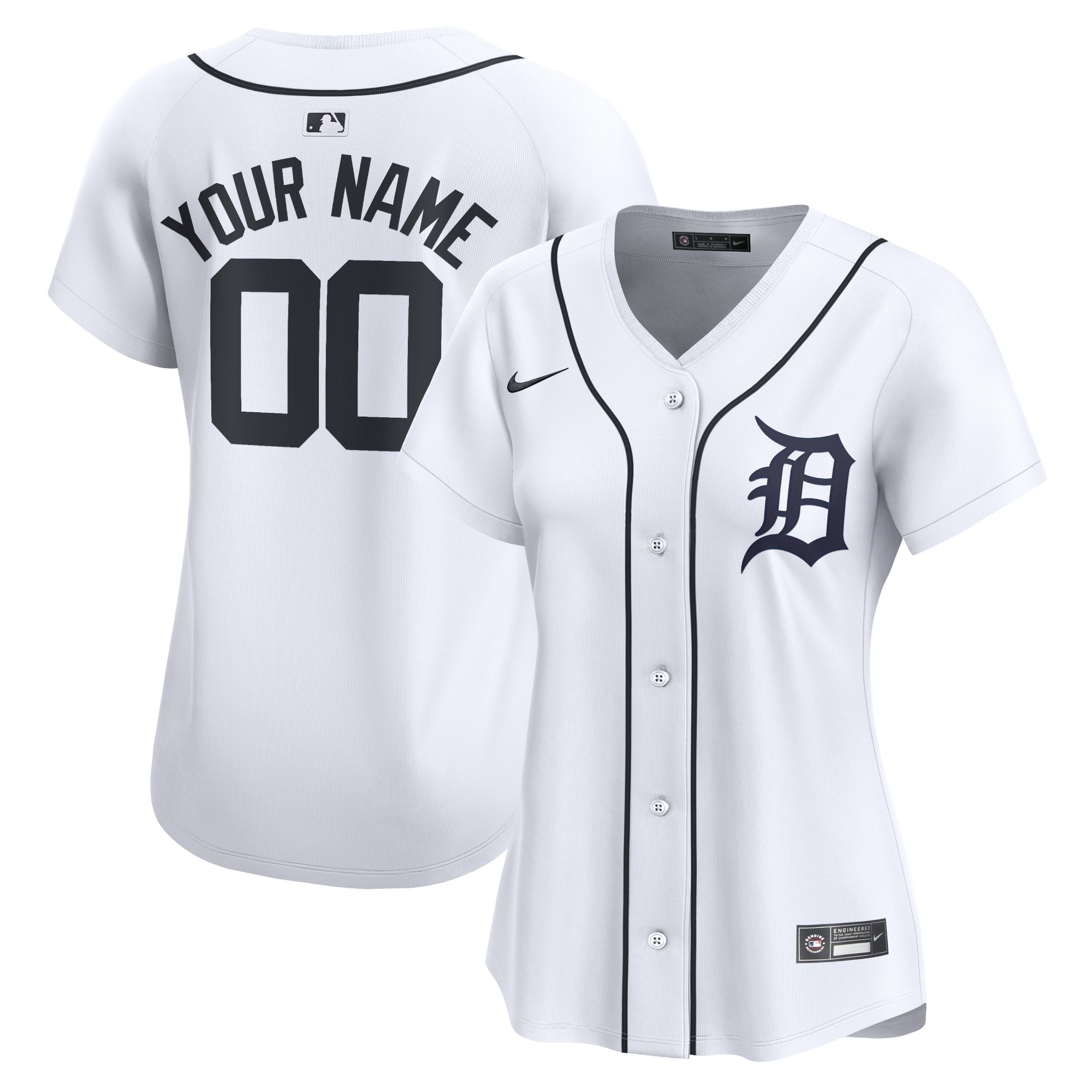 Detroit Tigers Women's Home Limited Custom Jersey – White