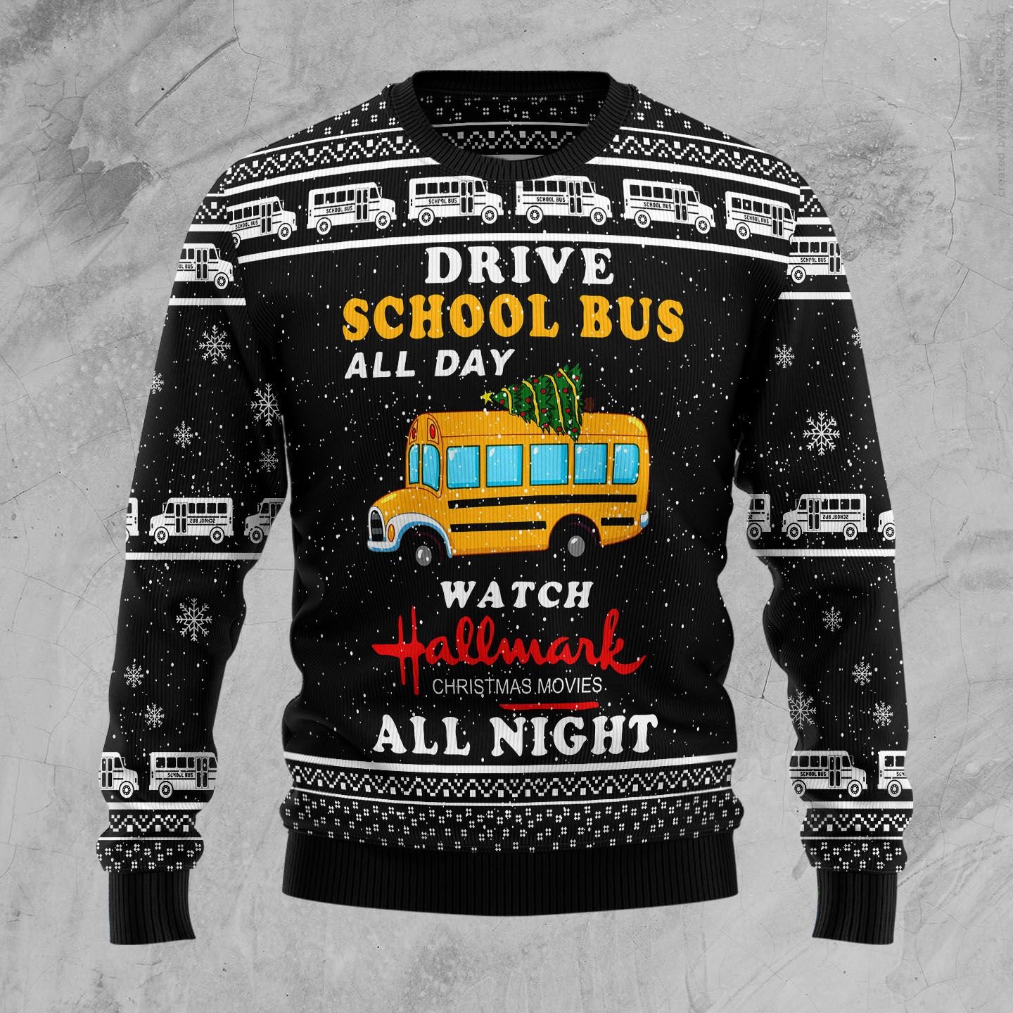 School Bus All Day Ugly Christmas Sweater | For Men & Women | Adult | Us4363