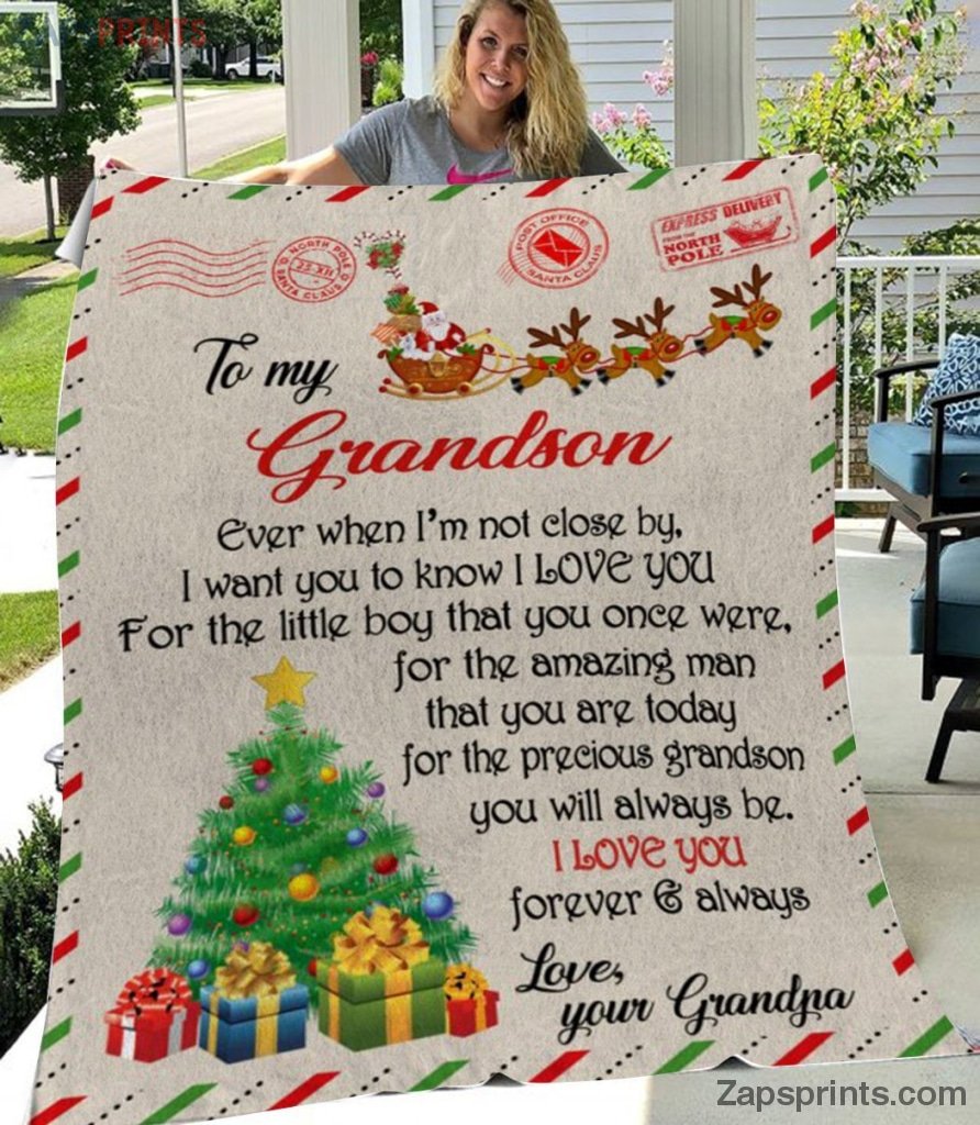 Christmas Gift –  Gift For Grandson – To My Grandson – The Precious Grandson – Grandpa Gift To Grandson – Blanket