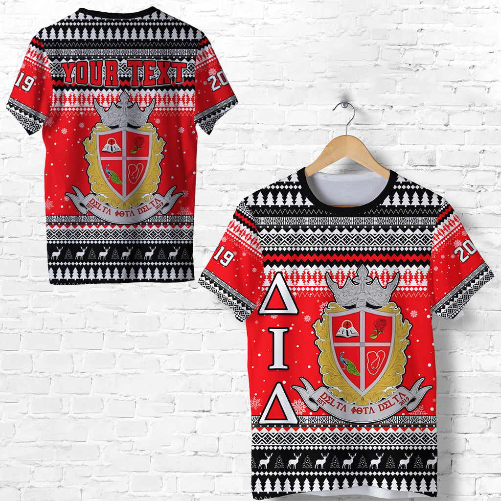 (Custom Personalised) Delta Iota Delta Christmas T Shirt African Pattern Lt13