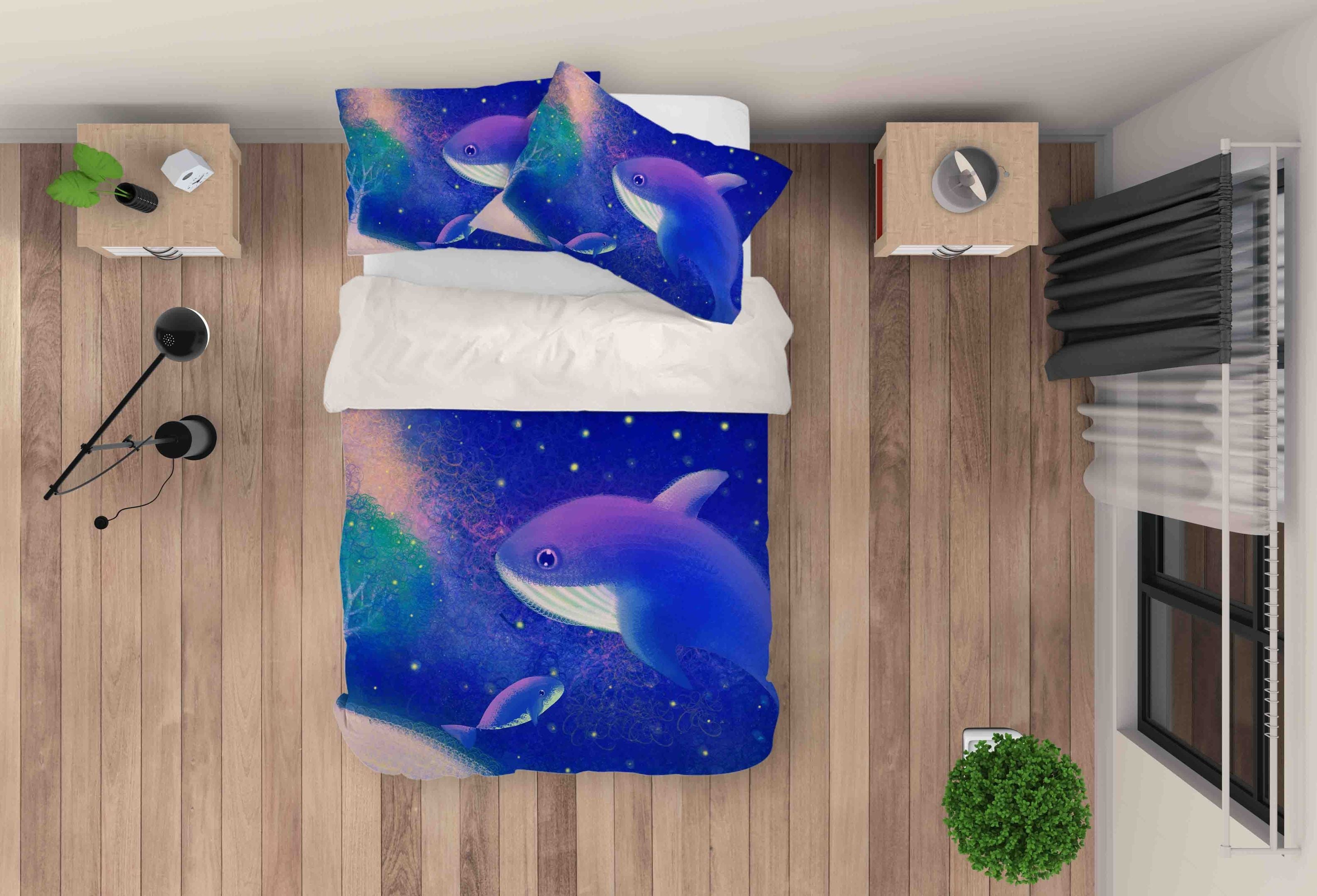 3D Blue Whale Bedding Set Bedroom Decor