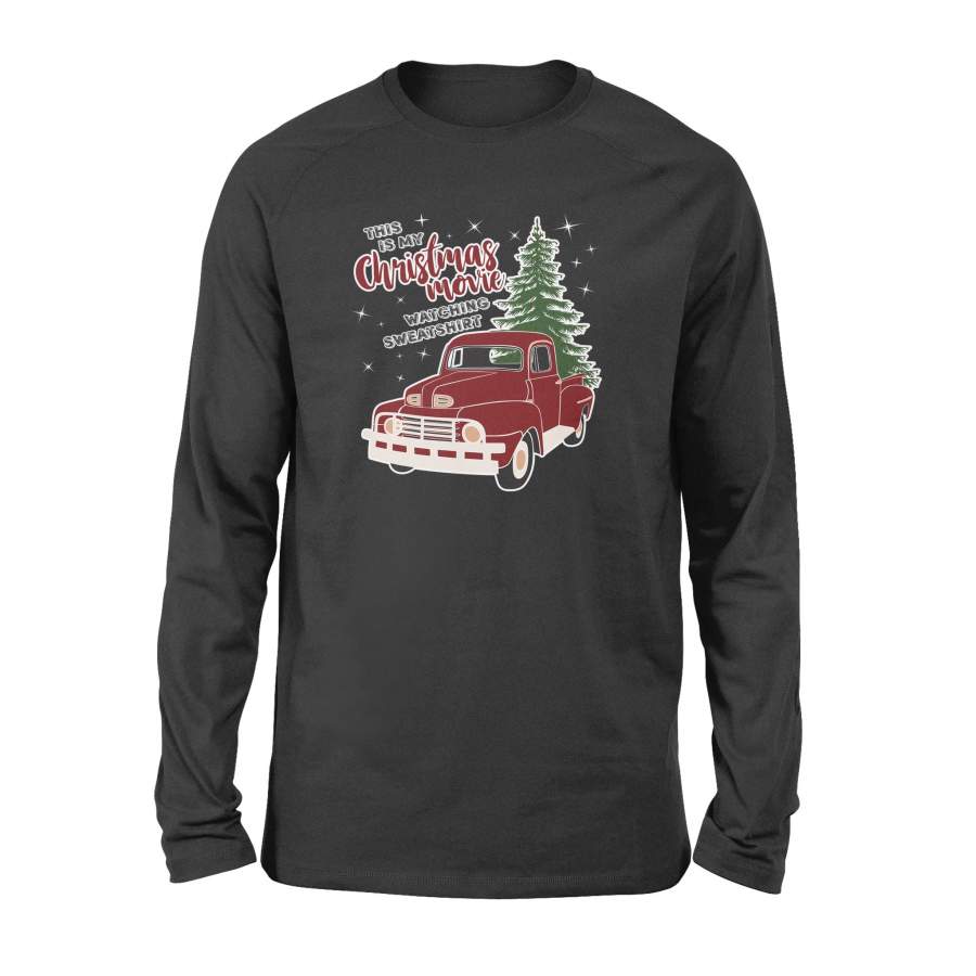 Christmas Movie Watching Hoodie for Adults, Vintage Truck – Standard Long Sleeve