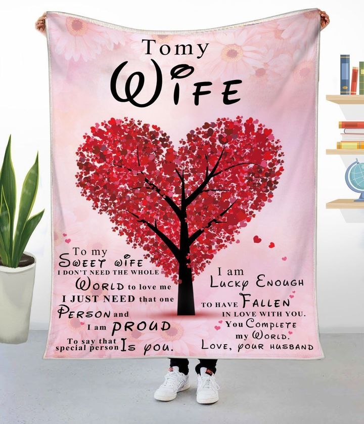 To My Wife Heart Tree Fallen In Love With You Fleece Blanket, Gift For Wife From Husband Birthday Gift Home Decor Bedding Couch Sofa Soft