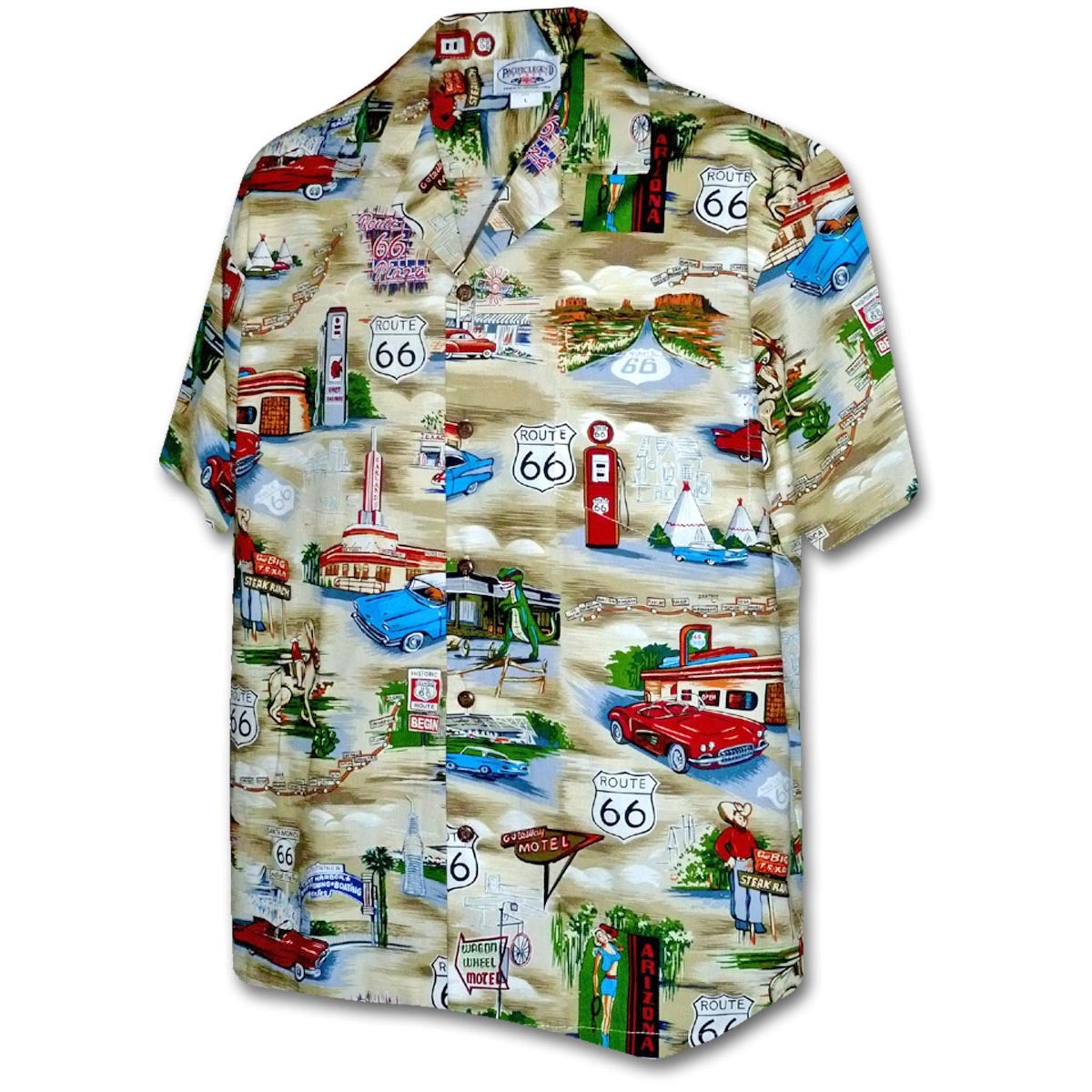 Route 66 Americana Khaki Hawaii Summer Shirt Ha16196