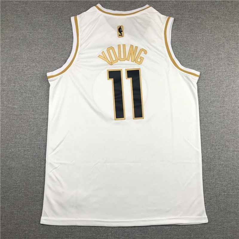 Atlanta Hawks Trae Young #11 NBA New Arrival Golden Brandedition White Jersey