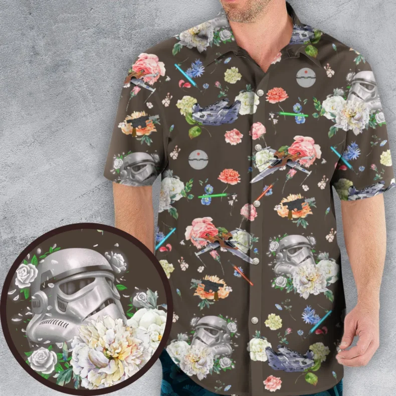 Stormtrooper Flower Vintage Pattern Hawaiian Shirt