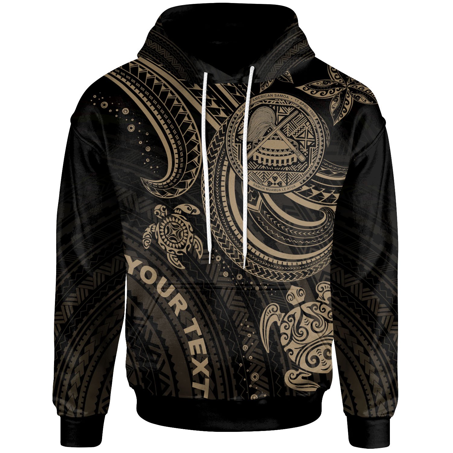 American Samoa Custom Personalised Hoodie – Gold Turtle – BN26