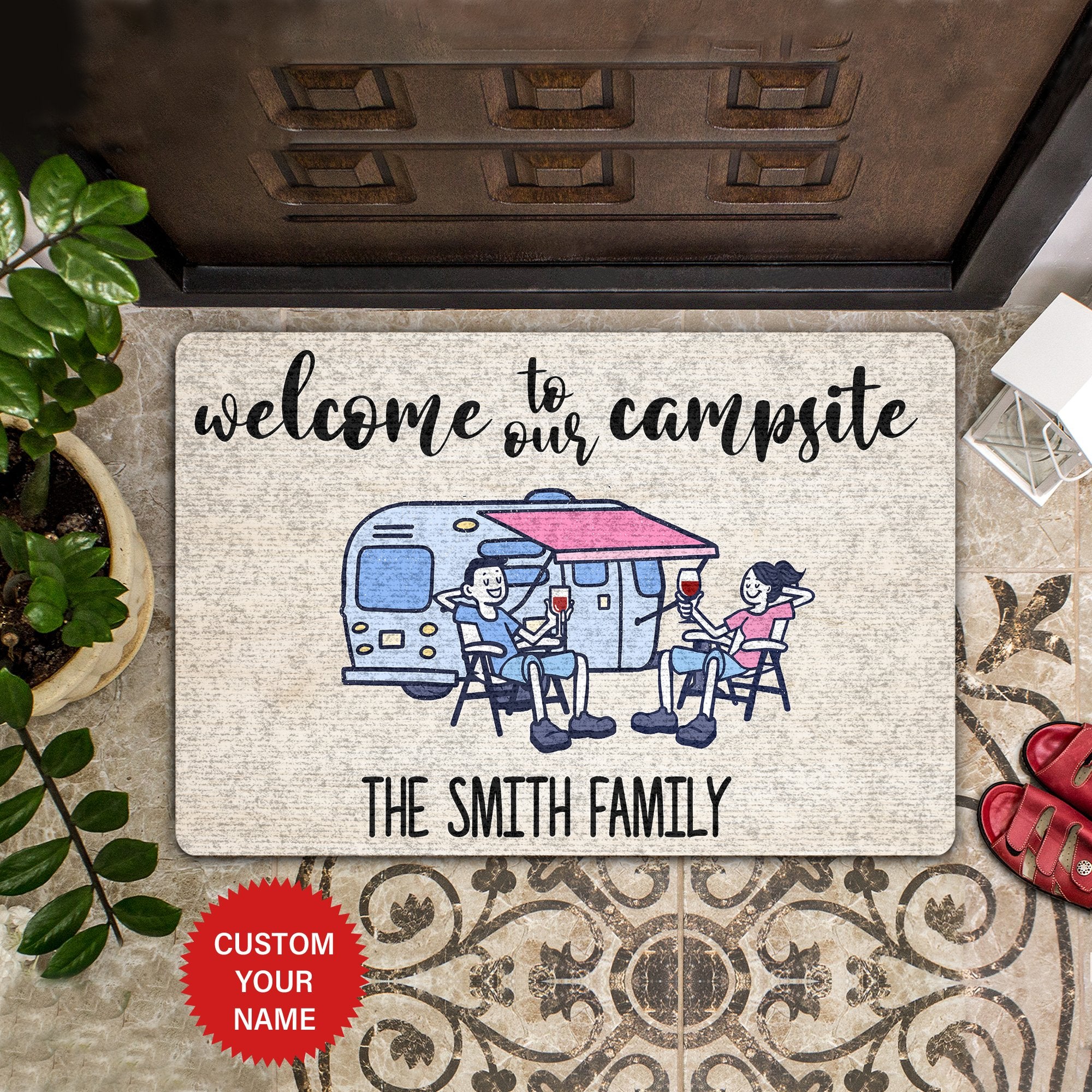 Welcome To Our Campsite Personalized All Over Printing Doormat Pre2148